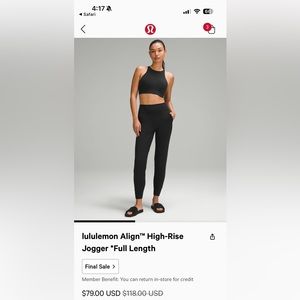 Lululemon align high rise jogger full length